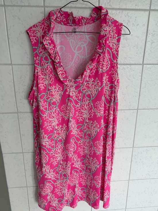 Lulu-B Dresses & Skirts - Lulu B Sleeveless V-Neck Ruffle Tank dress  in Hot Pink